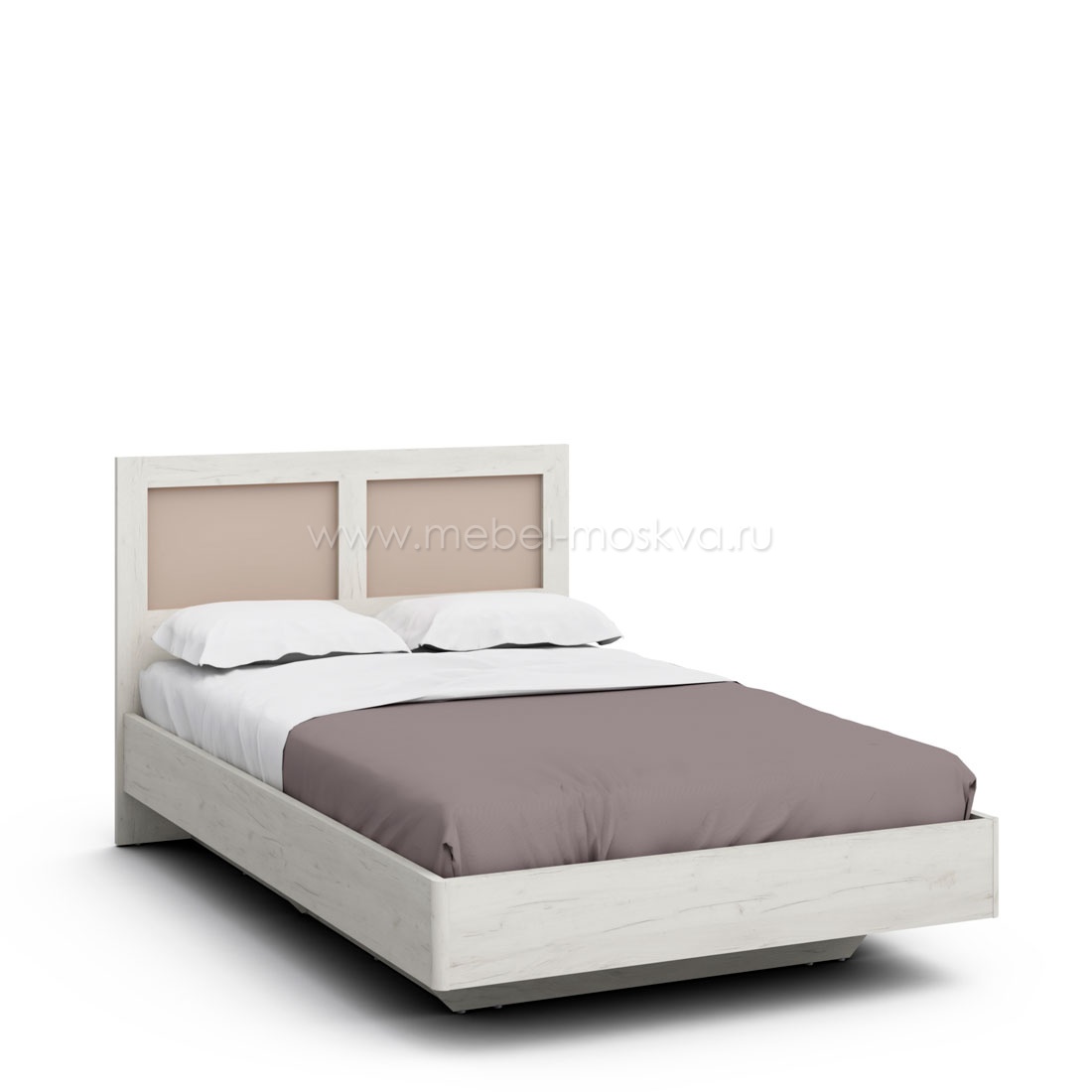 Односпальная кровать 120х200 с ящиком Napoli-3 (Крафт белый/мокко матовый) 