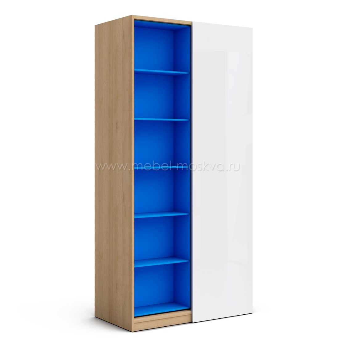 Шкаф со сдвижным стеллажом Магнолия (дуб Ривьера/голубой) 