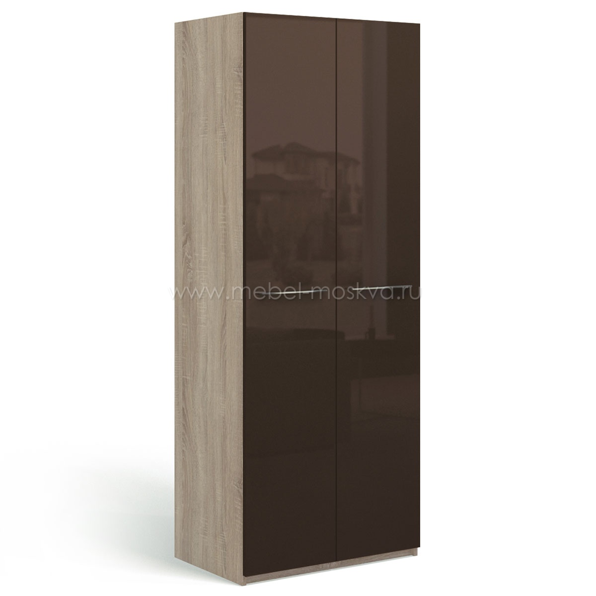 Шкаф для одежды Solo двухдверный (коричневый глянец) 