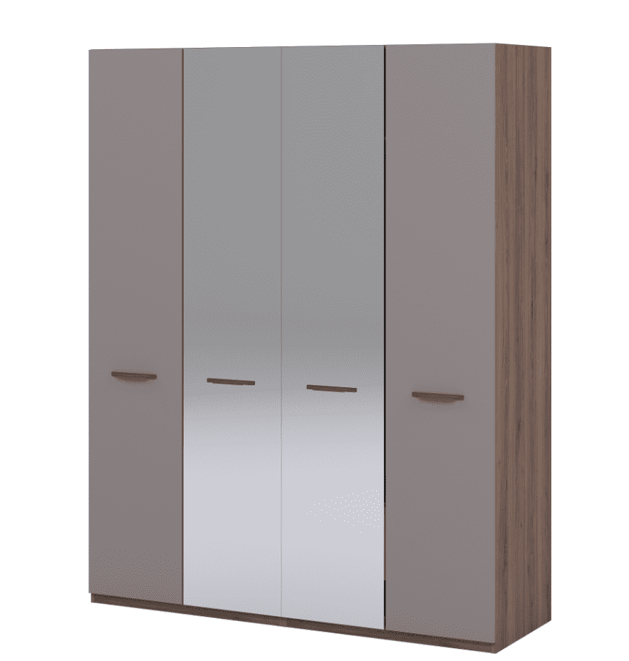 Шкаф платяной MANNGROUP Discreto, 4-х дверный (1+2+1) с зеркалами 1800х580х2280