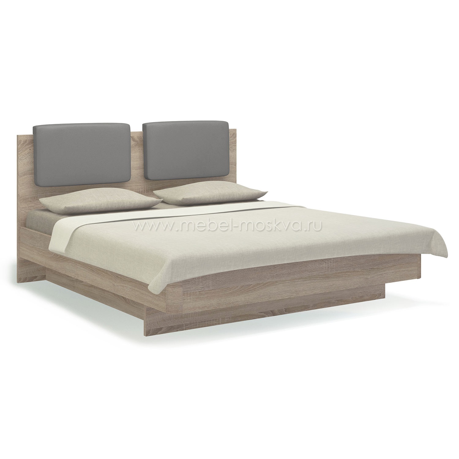 Кровать двуспальная 160х200 с подъёмным основанием Solo (сонома/экокожа мокко) 